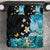 Blue Grunge Polynesian Pattern Bedding Set Plumeria Floral