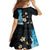Blue Grunge Polynesian Pattern Family Matching Tank Maxi Dress and Hawaiian Shirt Plumeria Floral