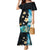 Blue Grunge Polynesian Pattern Mermaid Dress Plumeria Floral