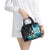 Blue Grunge Polynesian Pattern Shoulder Handbag Plumeria Floral
