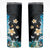 Blue Grunge Polynesian Pattern Skinny Tumbler Plumeria Floral