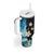 Blue Grunge Polynesian Pattern Tumbler With Handle Plumeria Floral