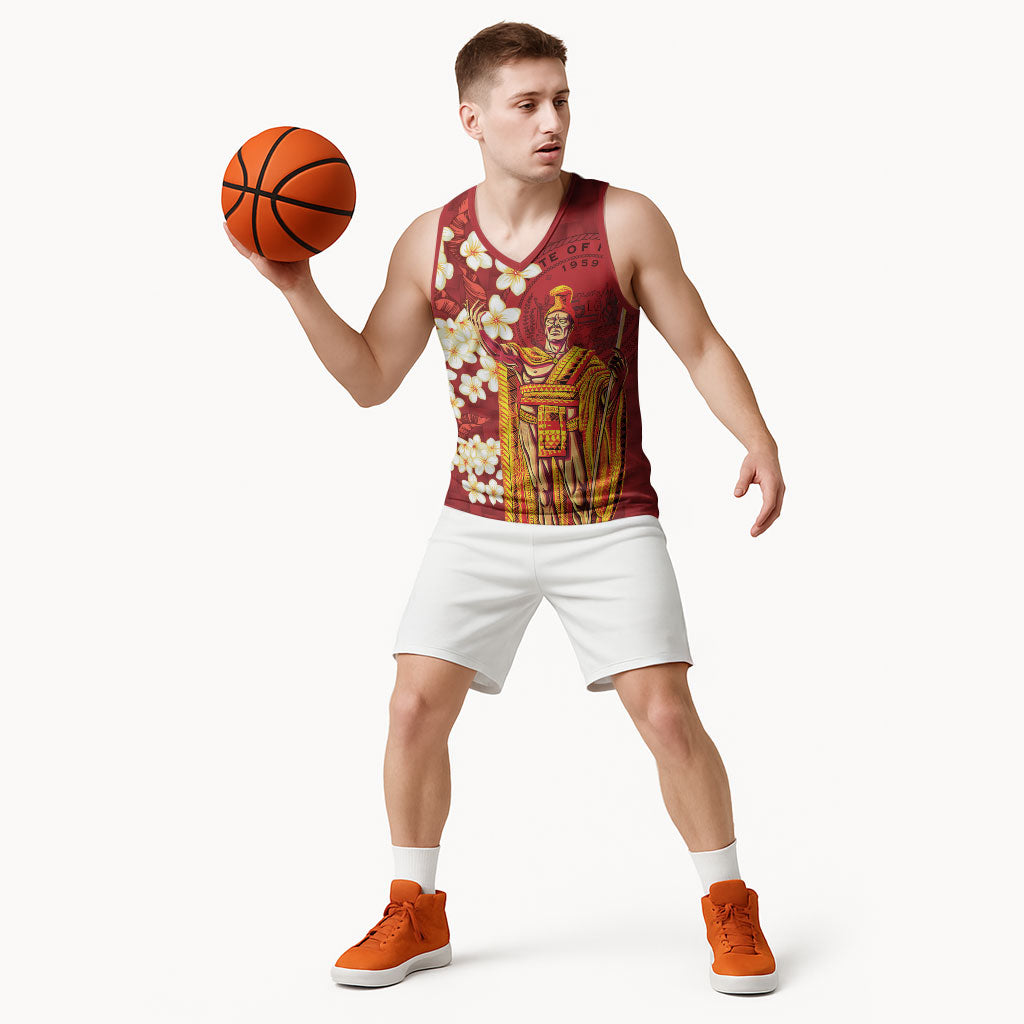 Hawaii King Kamehameha Basketball Jersey Plumeria Lauhala Pattern