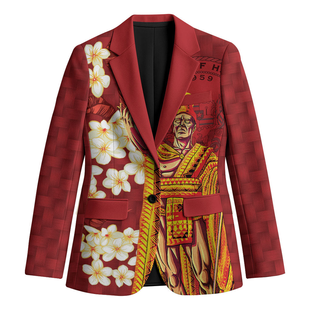 Hawaii King Kamehameha Blazer Plumeria Lauhala Pattern