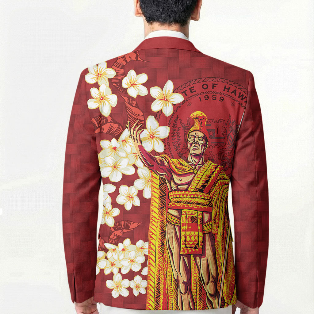 Hawaii King Kamehameha Blazer Plumeria Lauhala Pattern
