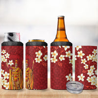 Hawaii King Kamehameha 4 in 1 Can Cooler Tumbler Plumeria Lauhala Pattern