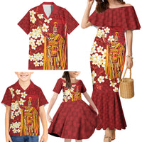 Hawaii King Kamehameha Family Matching Mermaid Dress and Hawaiian Shirt Plumeria Lauhala Pattern LT01 - Polynesian Pride