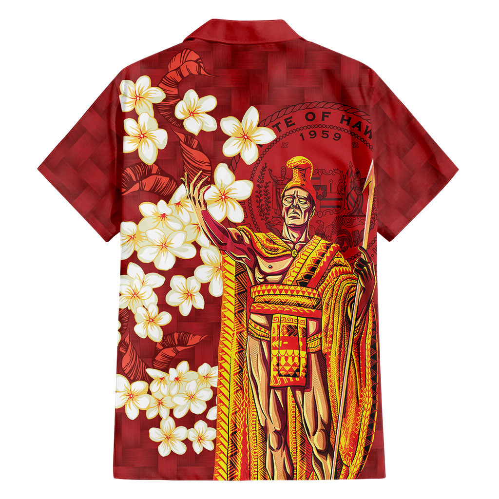 Hawaii King Kamehameha Family Matching Off Shoulder Short Dress and Hawaiian Shirt Plumeria Lauhala Pattern LT01 - Polynesian Pride