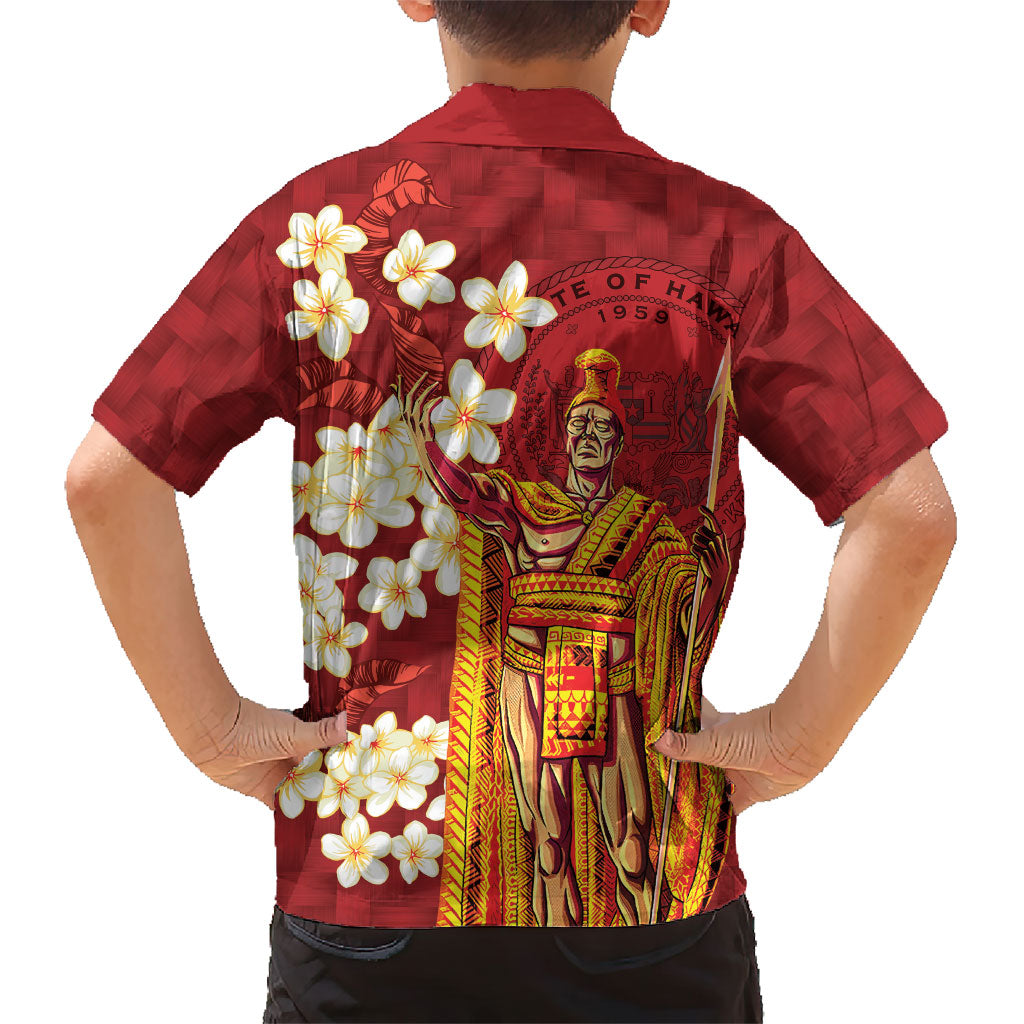 Hawaii King Kamehameha Family Matching Summer Maxi Dress and Hawaiian Shirt Plumeria Lauhala Pattern LT01 - Polynesian Pride