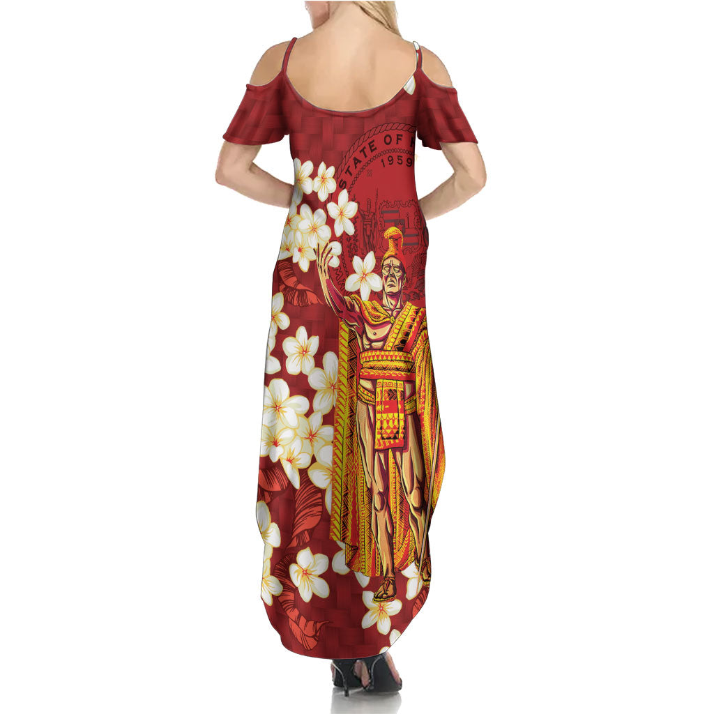 Hawaii King Kamehameha Family Matching Summer Maxi Dress and Hawaiian Shirt Plumeria Lauhala Pattern LT01 - Polynesian Pride