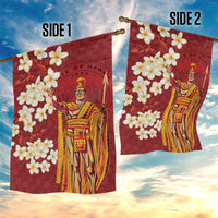 Hawaii King Kamehameha Garden Flag Plumeria Lauhala Pattern
