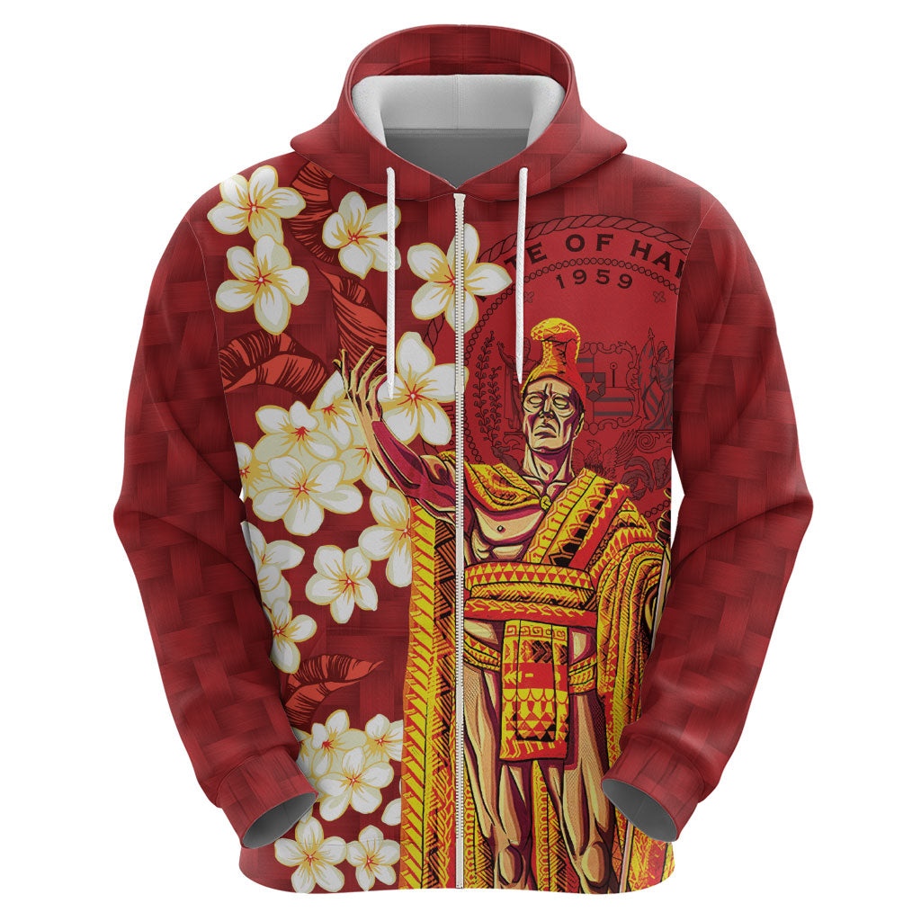 Hawaii King Kamehameha Hoodie Plumeria Lauhala Pattern