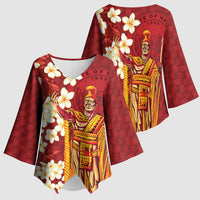 Hawaii King Kamehameha Kimono Sleeve Blouse Plumeria Lauhala Pattern