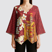 Hawaii King Kamehameha Kimono Sleeve Blouse Plumeria Lauhala Pattern