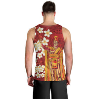 Hawaii King Kamehameha Men Tank Top Plumeria Lauhala Pattern