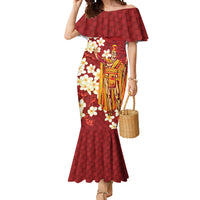 Hawaii King Kamehameha Mermaid Dress Plumeria Lauhala Pattern