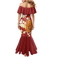 Hawaii King Kamehameha Mermaid Dress Plumeria Lauhala Pattern
