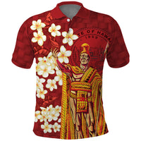 Hawaii King Kamehameha Polo Shirt Plumeria Lauhala Pattern