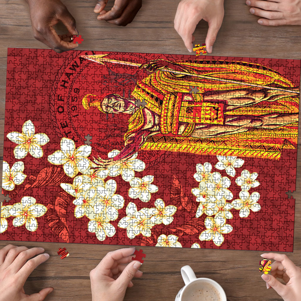 Hawaii King Kamehameha Puzzle Plumeria Lauhala Pattern