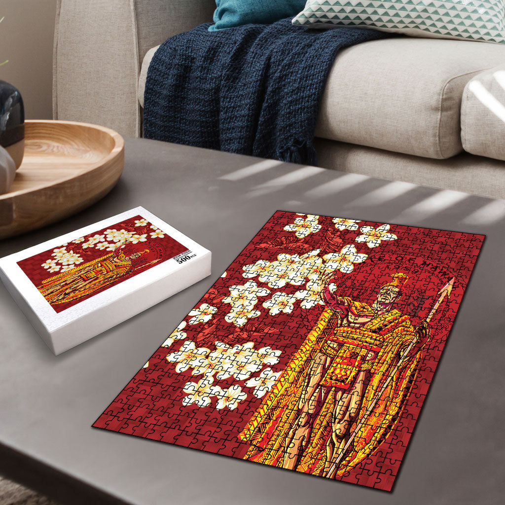 Hawaii King Kamehameha Puzzle Plumeria Lauhala Pattern