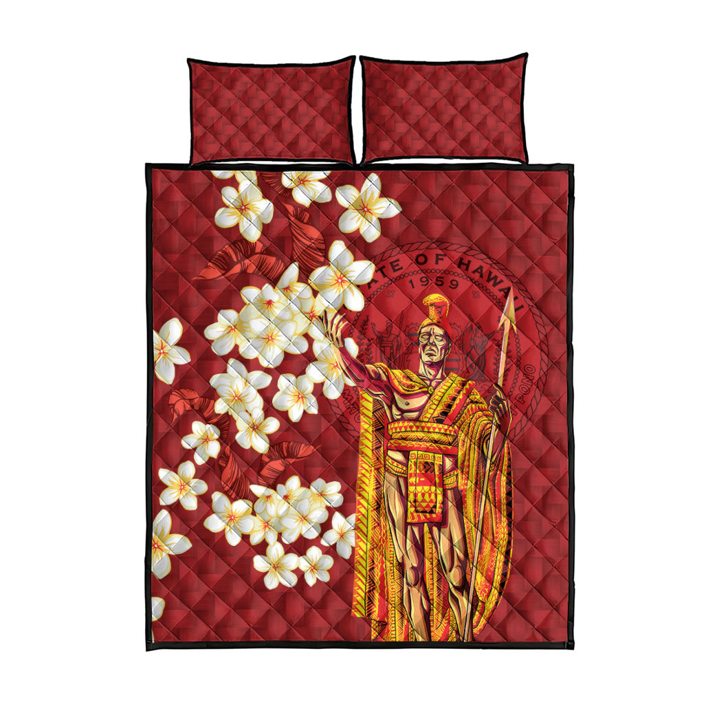 Hawaii King Kamehameha Quilt Bed Set Plumeria Lauhala Pattern