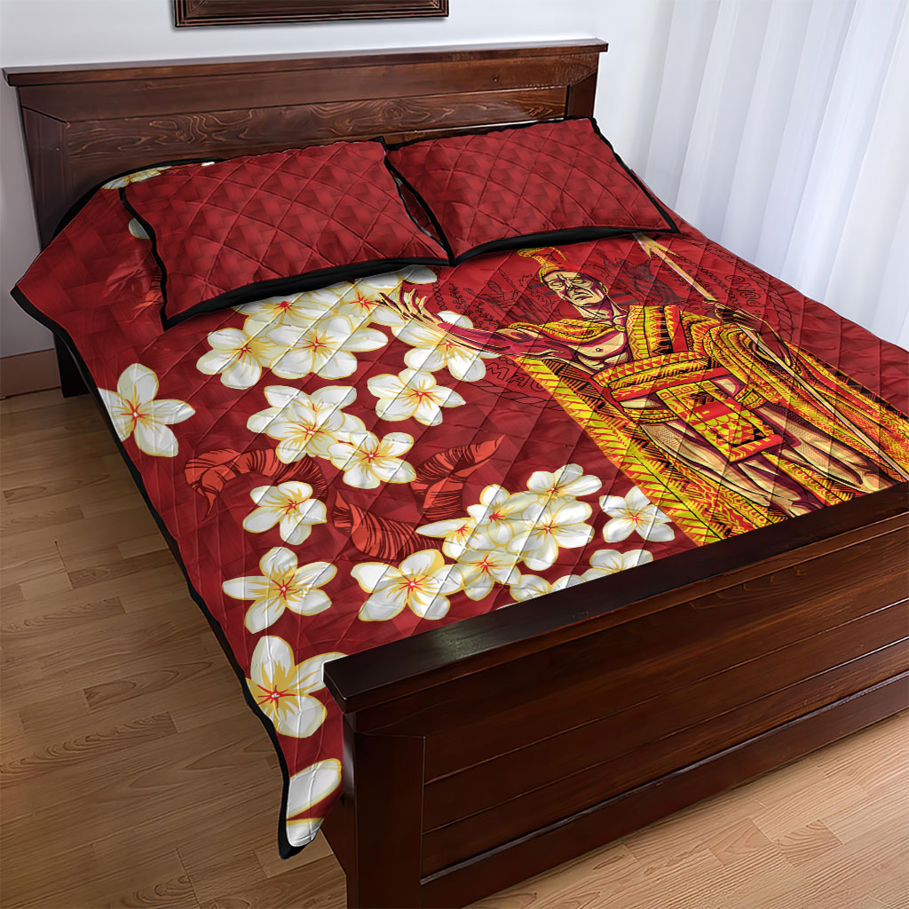 Hawaii King Kamehameha Quilt Bed Set Plumeria Lauhala Pattern