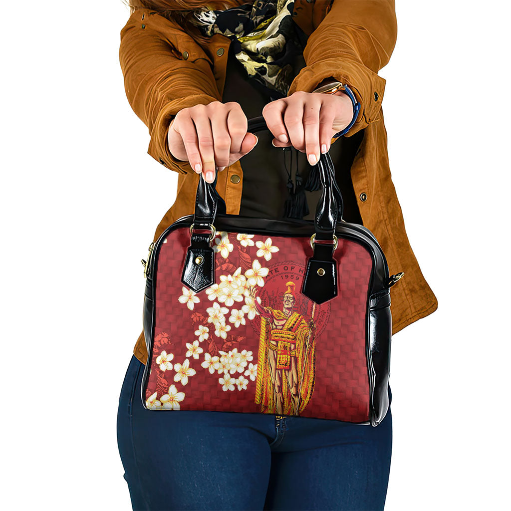 Hawaii King Kamehameha Shoulder Handbag Plumeria Lauhala Pattern