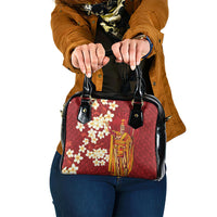 Hawaii King Kamehameha Shoulder Handbag Plumeria Lauhala Pattern