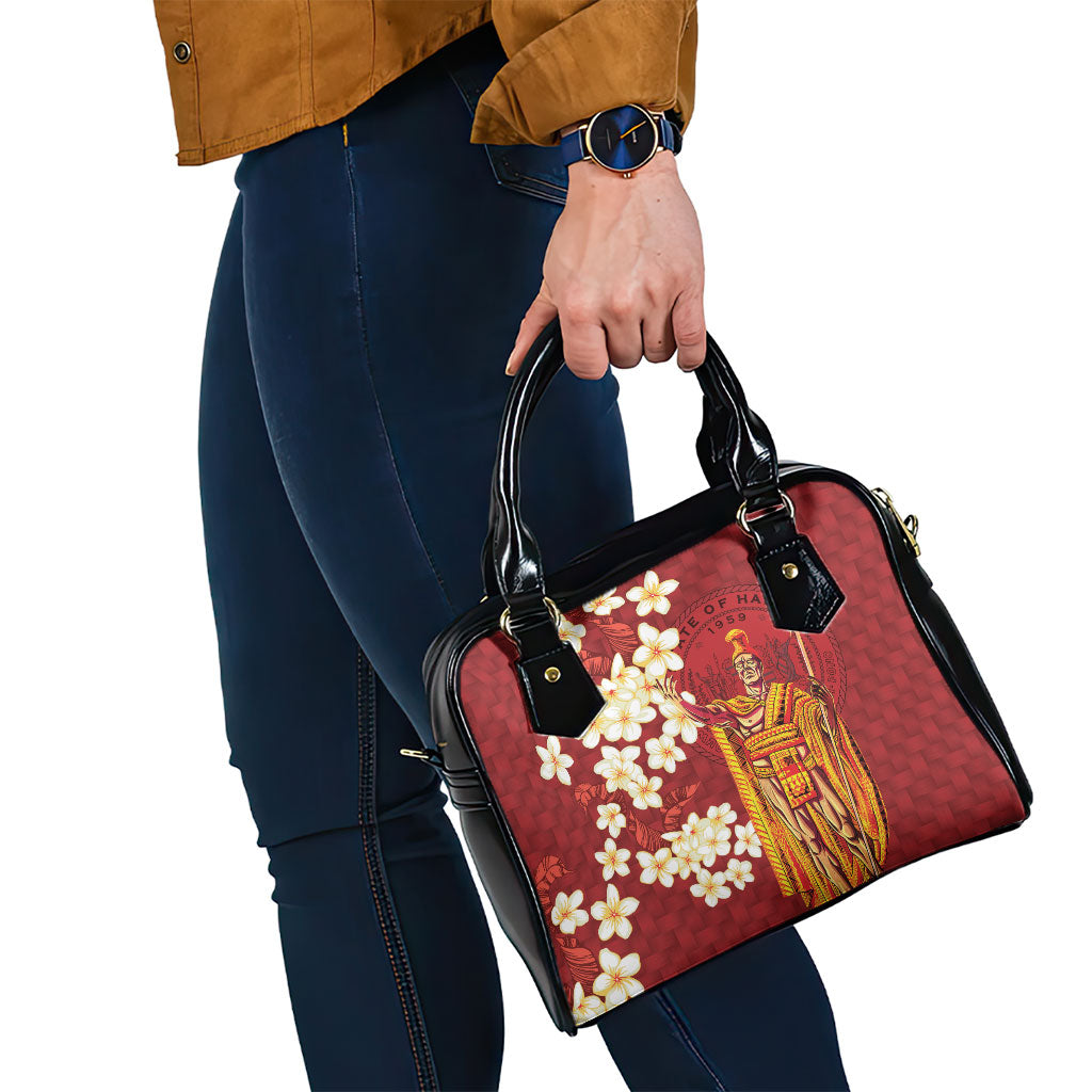 Hawaii King Kamehameha Shoulder Handbag Plumeria Lauhala Pattern