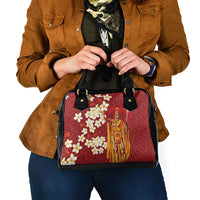 Hawaii King Kamehameha Shoulder Handbag Plumeria Lauhala Pattern