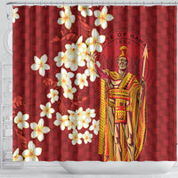 Hawaii King Kamehameha Shower Curtain Plumeria Lauhala Pattern