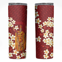 Hawaii King Kamehameha Skinny Tumbler Plumeria Lauhala Pattern