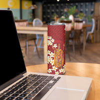 Hawaii King Kamehameha Skinny Tumbler Plumeria Lauhala Pattern