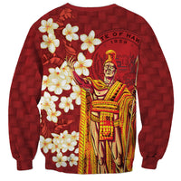 Hawaii King Kamehameha Sweatshirt Plumeria Lauhala Pattern