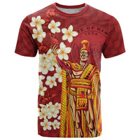 Hawaii King Kamehameha T Shirt Plumeria Lauhala Pattern