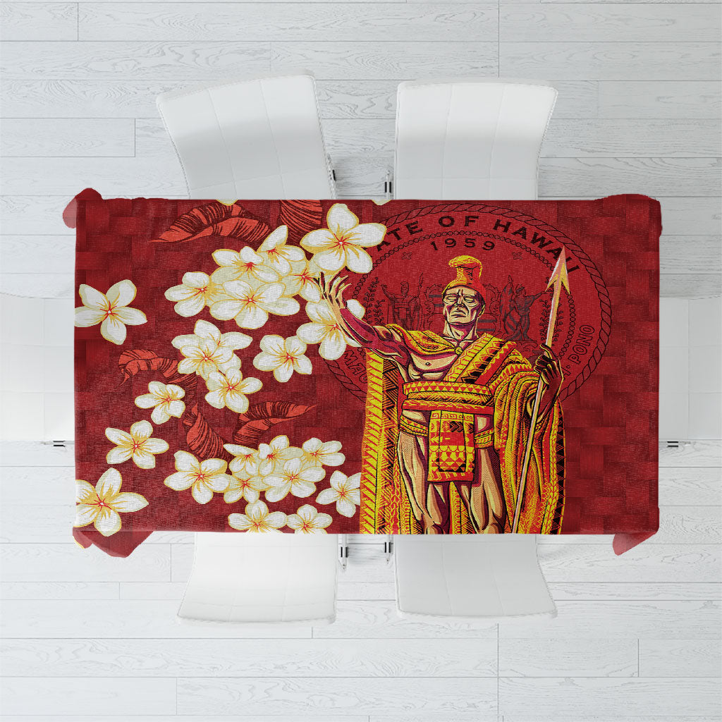 Hawaii King Kamehameha Tablecloth Plumeria Lauhala Pattern