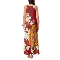 Hawaii King Kamehameha Tank Maxi Dress Plumeria Lauhala Pattern