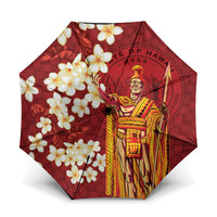Hawaii King Kamehameha Umbrella Plumeria Lauhala Pattern