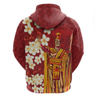 Hawaii King Kamehameha Zip Hoodie Plumeria Lauhala Pattern