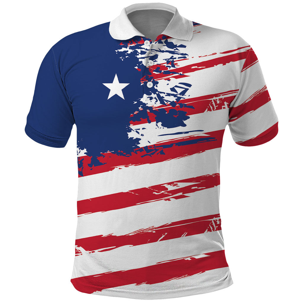 Liberia Flag Polo Shirt Grunge Stylized LT01 Multicolor - Polynesian Pride