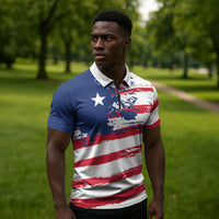 Liberia Flag Zipper Polo Shirt Grunge Stylized