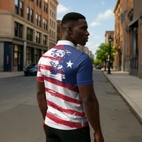 Liberia Flag Zipper Polo Shirt Grunge Stylized