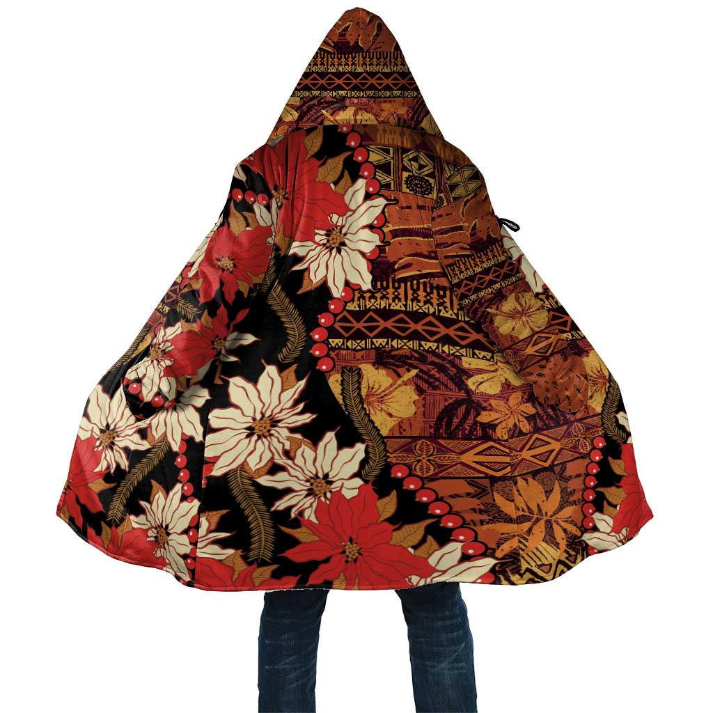 Hawaii Christmas Poinsettia Lei Cloak Tapa Pattern - Polynesian Pride