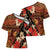 Hawaii Christmas Poinsettia Lei Cross Shoulder Shirt Tapa Pattern - Polynesian Pride
