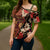 Hawaii Christmas Poinsettia Lei Cross Shoulder Shirt Tapa Pattern - Polynesian Pride