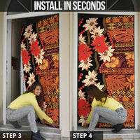 Hawaii Christmas Poinsettia Lei Door Cover Tapa Pattern - Polynesian Pride