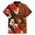 Hawaii Christmas Poinsettia Lei Family Matching Long Sleeve Bodycon Dress and Hawaiian Shirt Tapa Pattern - Polynesian Pride