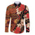 Hawaii Christmas Poinsettia Lei Family Matching Long Sleeve Bodycon Dress and Hawaiian Shirt Tapa Pattern - Polynesian Pride