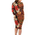Hawaii Christmas Poinsettia Lei Family Matching Long Sleeve Bodycon Dress and Hawaiian Shirt Tapa Pattern - Polynesian Pride