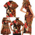 Hawaii Christmas Poinsettia Lei Family Matching Short Sleeve Bodycon Dress and Hawaiian Shirt Tapa Pattern - Polynesian Pride